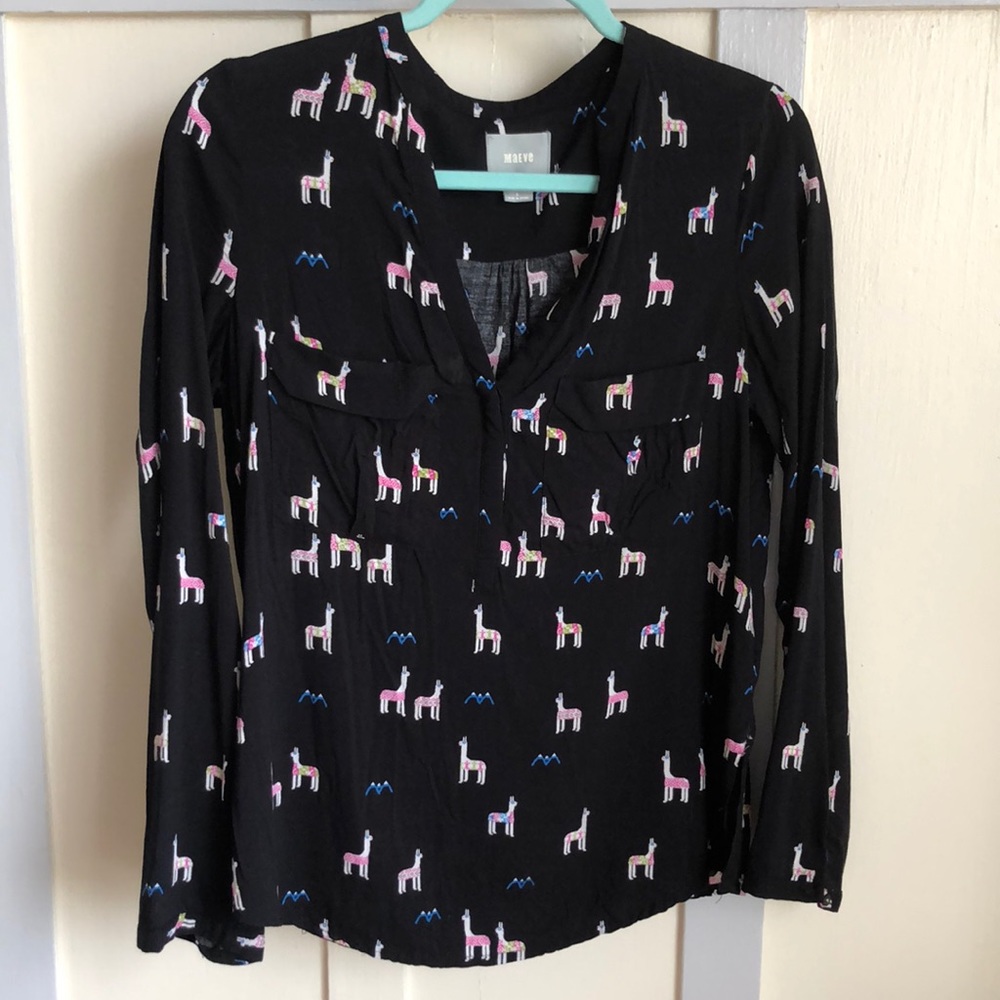 Maeve Anthro Button Down Llama Shirt